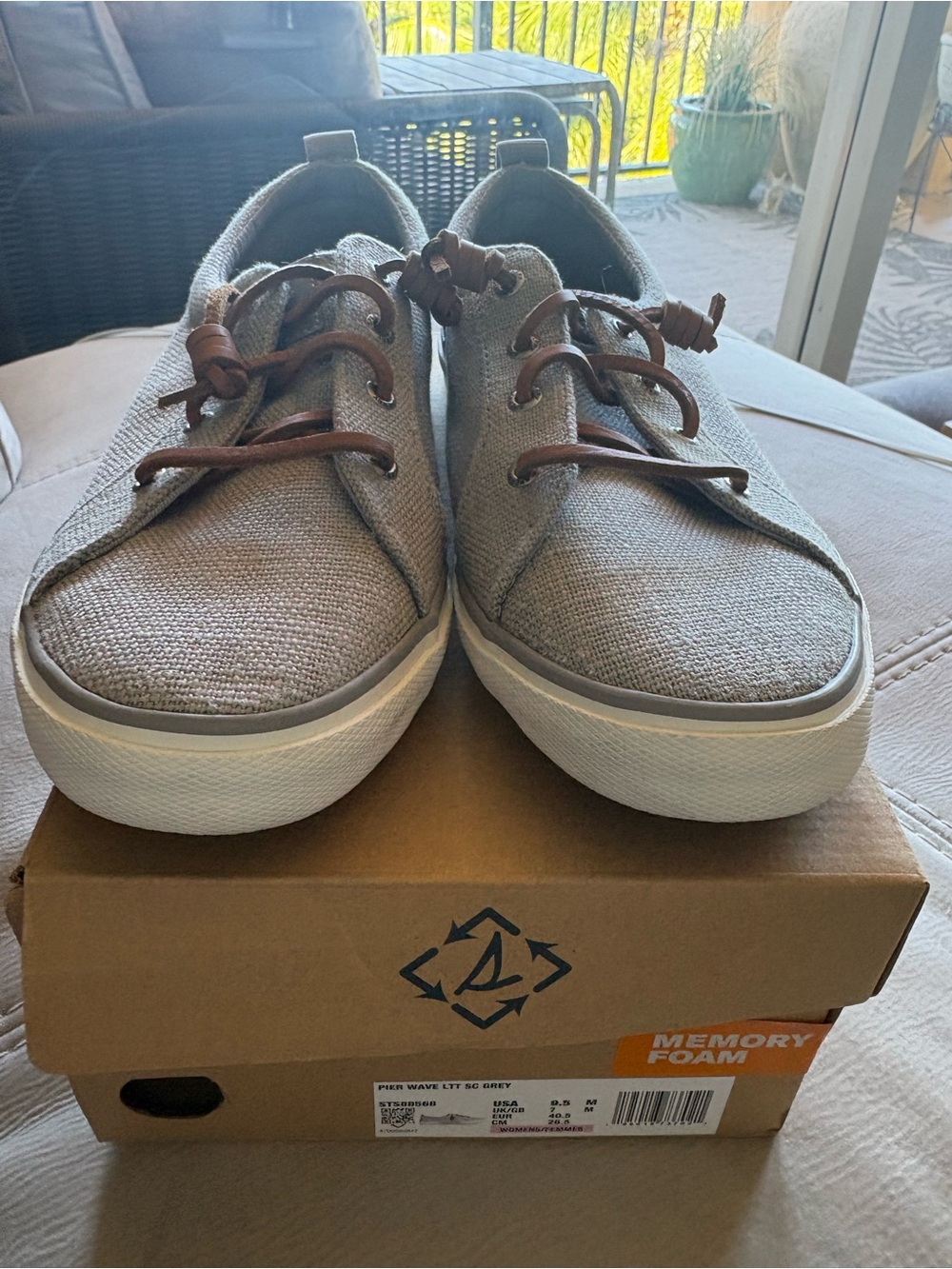 Sperry Top Siders Pier Wave Casual Grey Canvas Slip-On. Women’s size 9.5 New